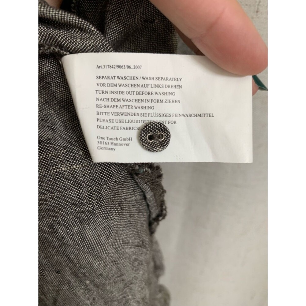 One Touch Germany 100% Linen Y2K Sleeveless Button Front Grey Long Top Size 38 - Picture 8 of 9